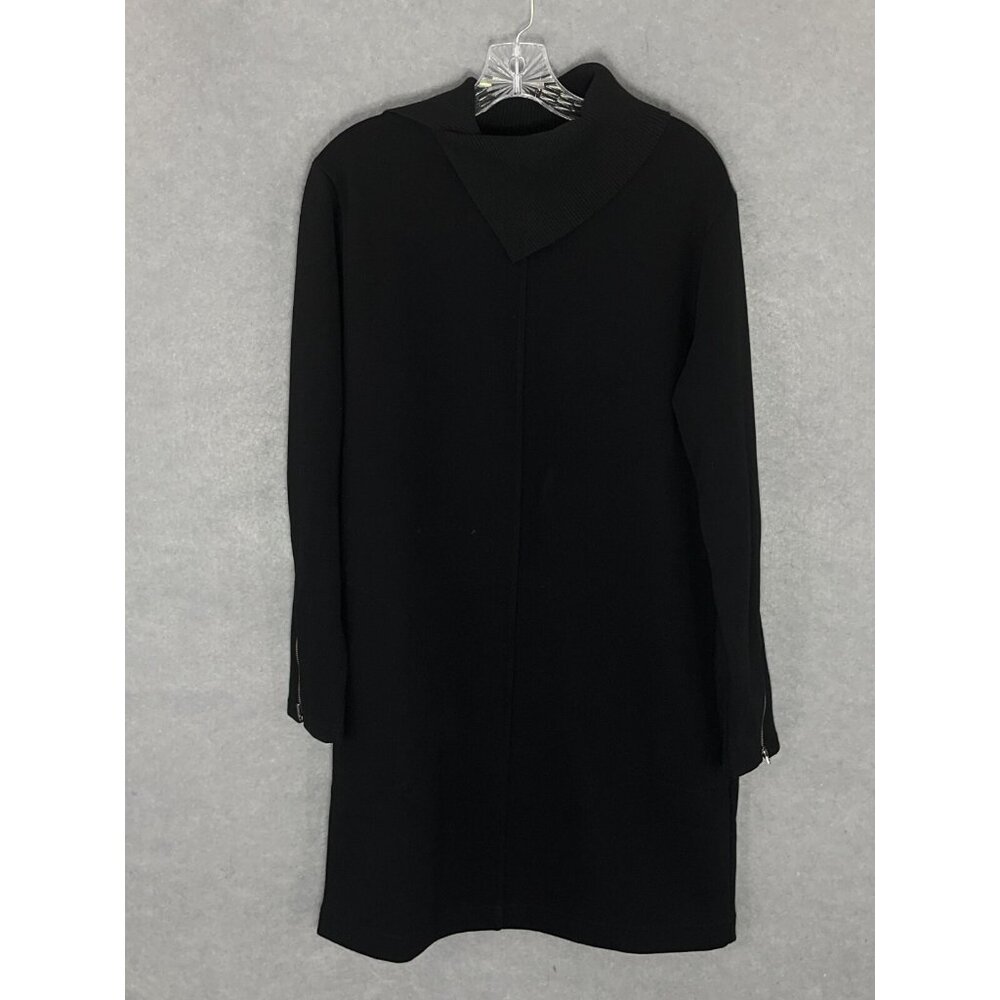 Athleta‎ Dress Womens Sz M Black Ribbed Mock Neck Zip Long Sleeve Pockets